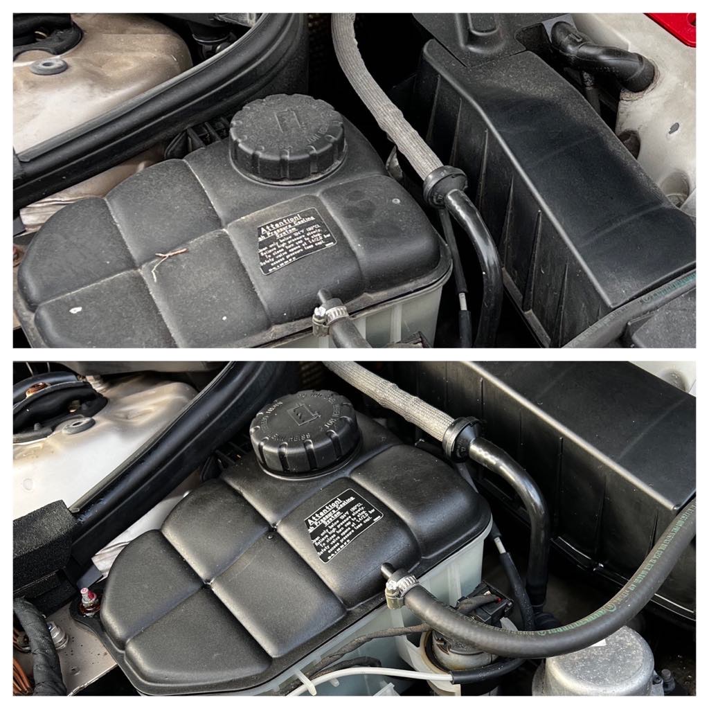 Before and after: engine bay clean
